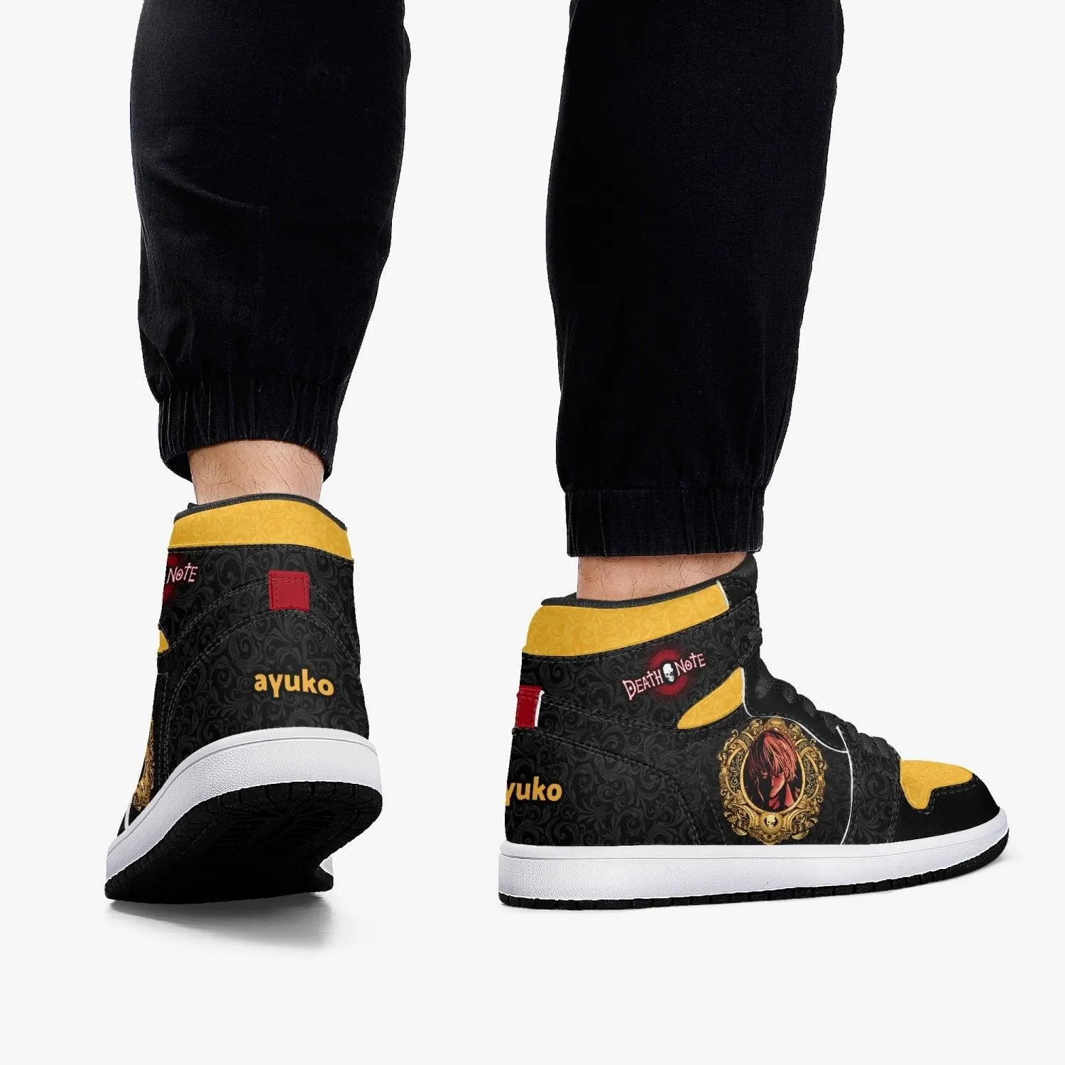 Death Note Light Yagami Yellow Black JD1 Mid Anime Shoes