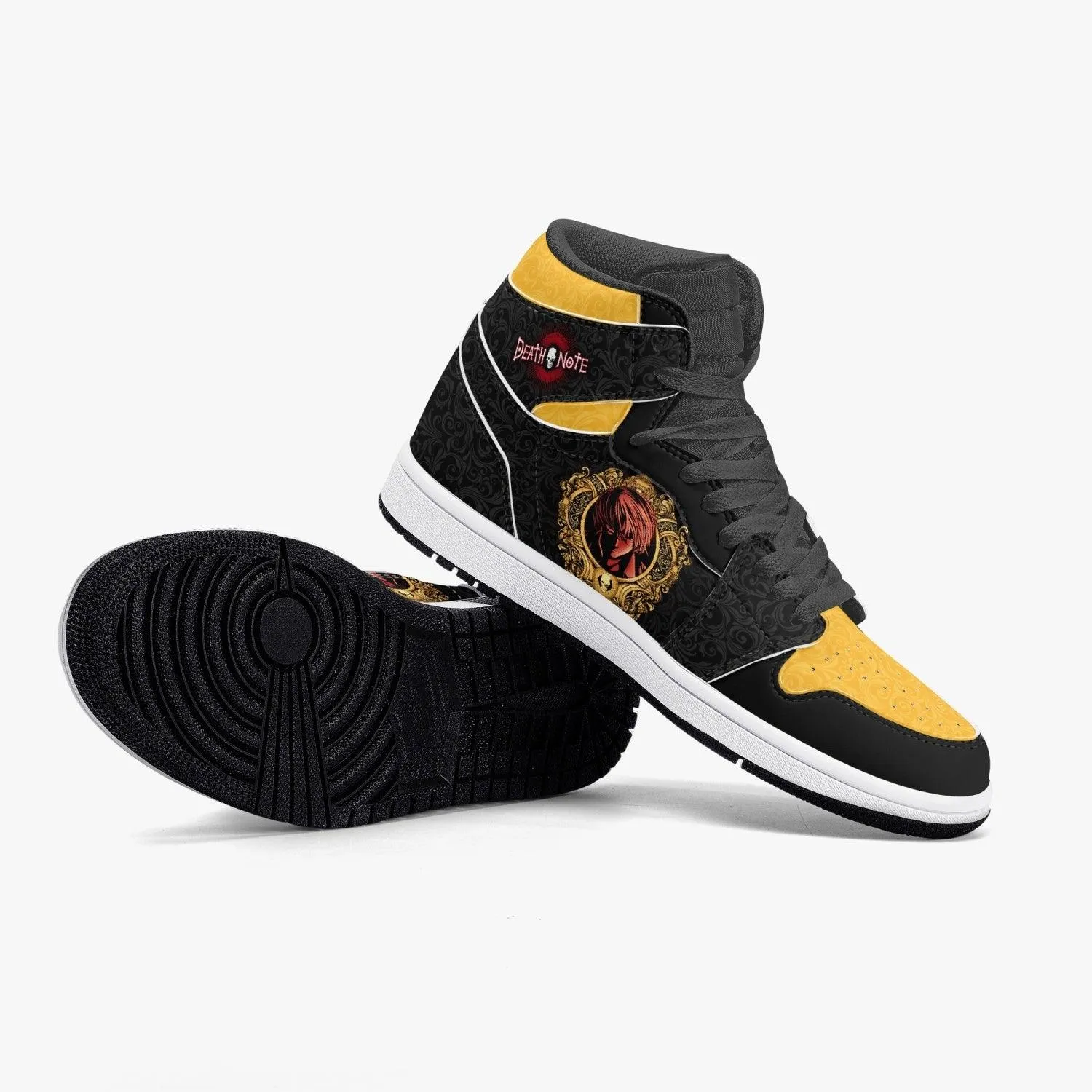 Death Note Light Yagami Yellow Black JD1 Mid Anime Shoes