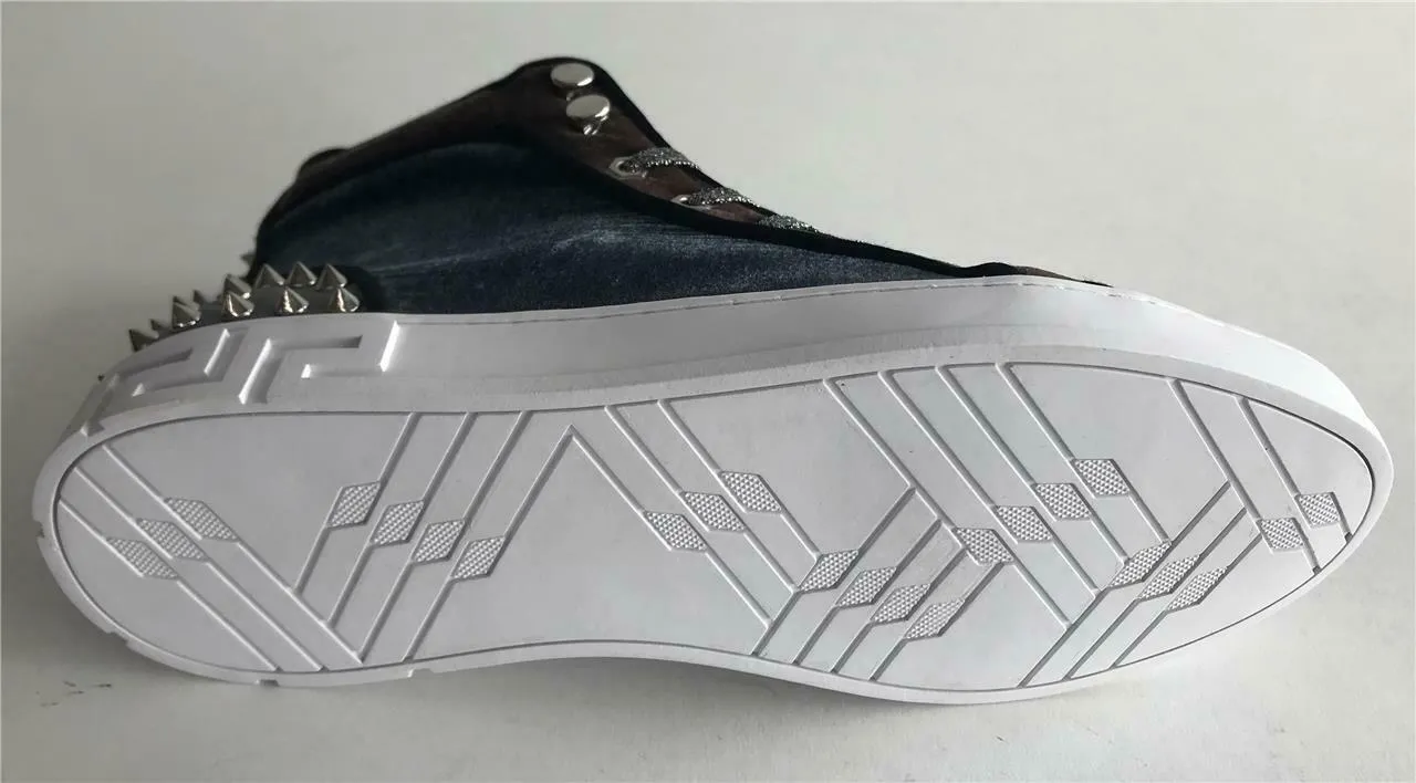 Encore Fiesso Men's Fashion High Top Sneakers with Spikes Grey FI 2348
