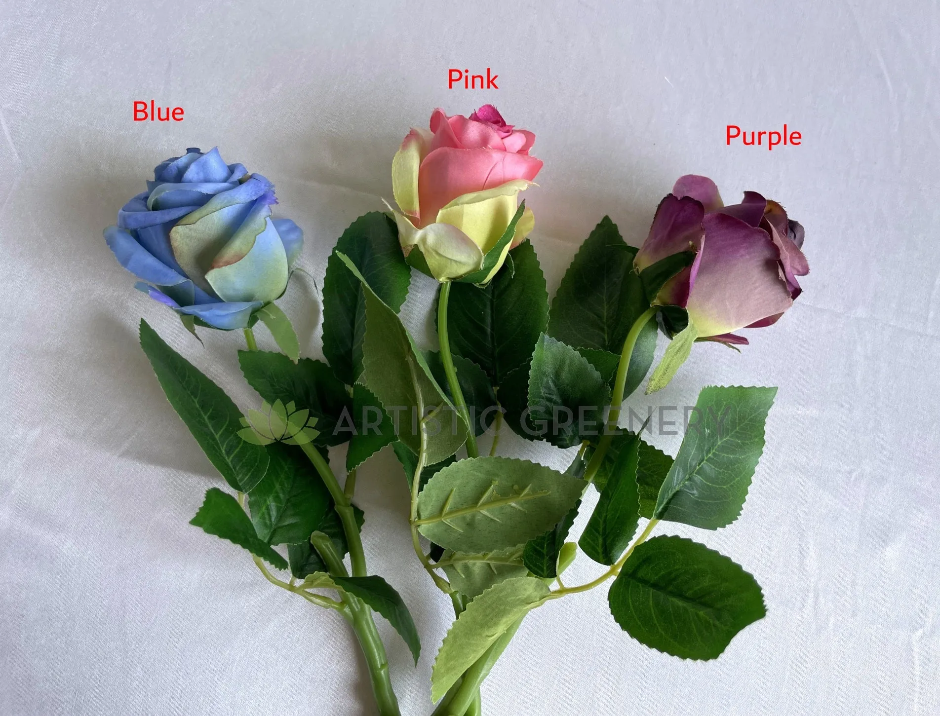 F0417 Single Rose Stem 39cm Blue / Pink / Purple (SPECIAL)