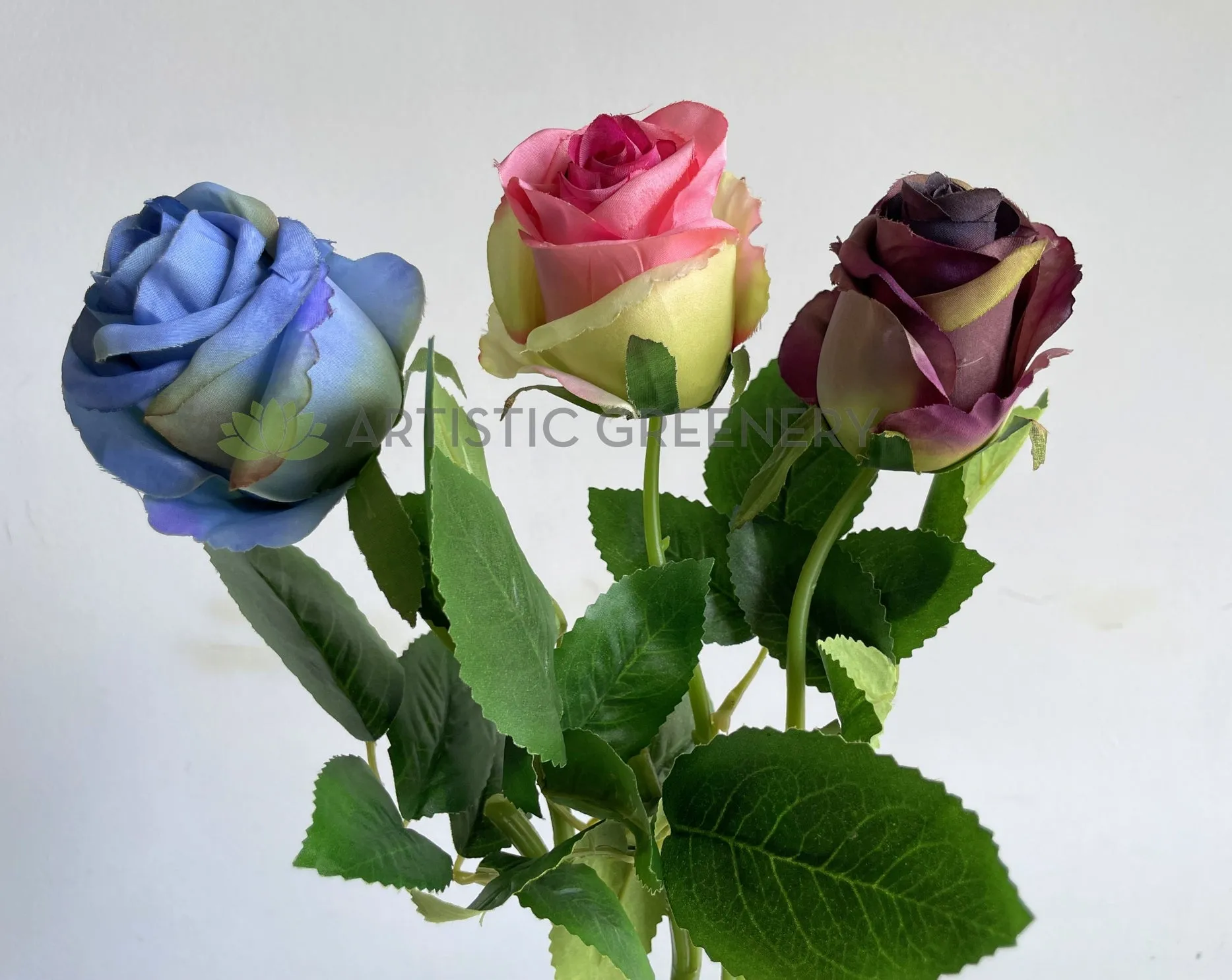 F0417 Single Rose Stem 39cm Blue / Pink / Purple (SPECIAL)