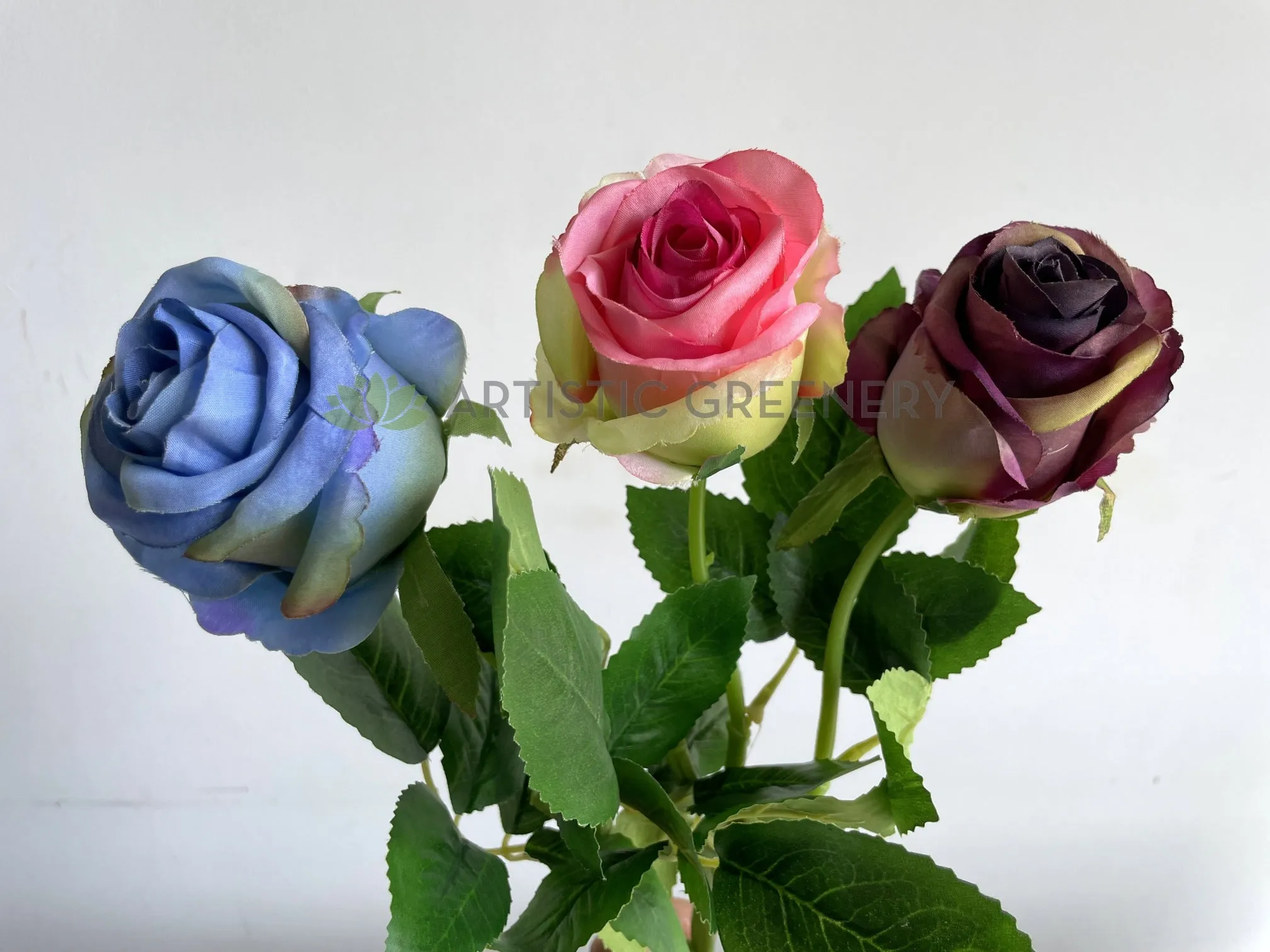F0417 Single Rose Stem 39cm Blue / Pink / Purple (SPECIAL)