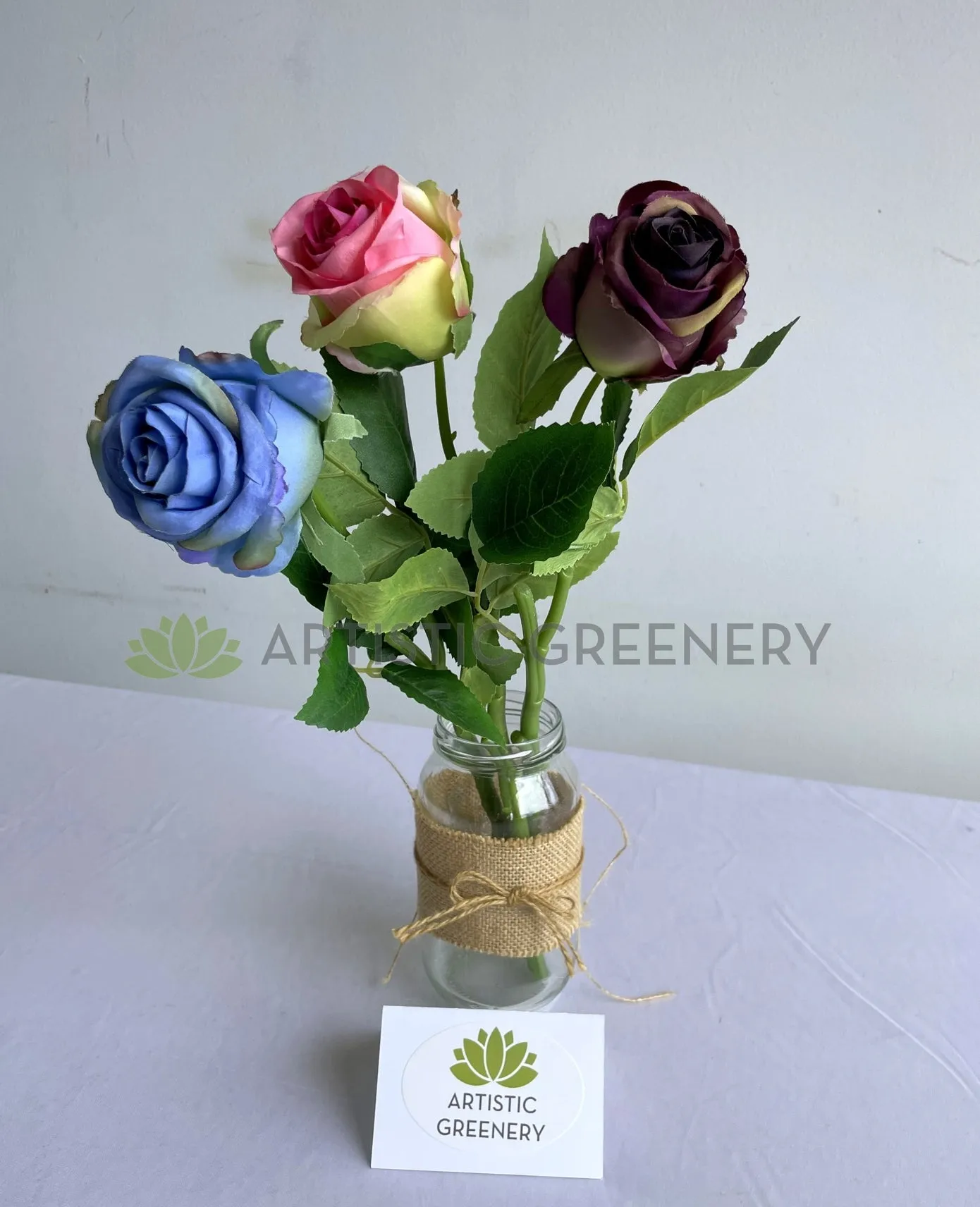 F0417 Single Rose Stem 39cm Blue / Pink / Purple (SPECIAL)