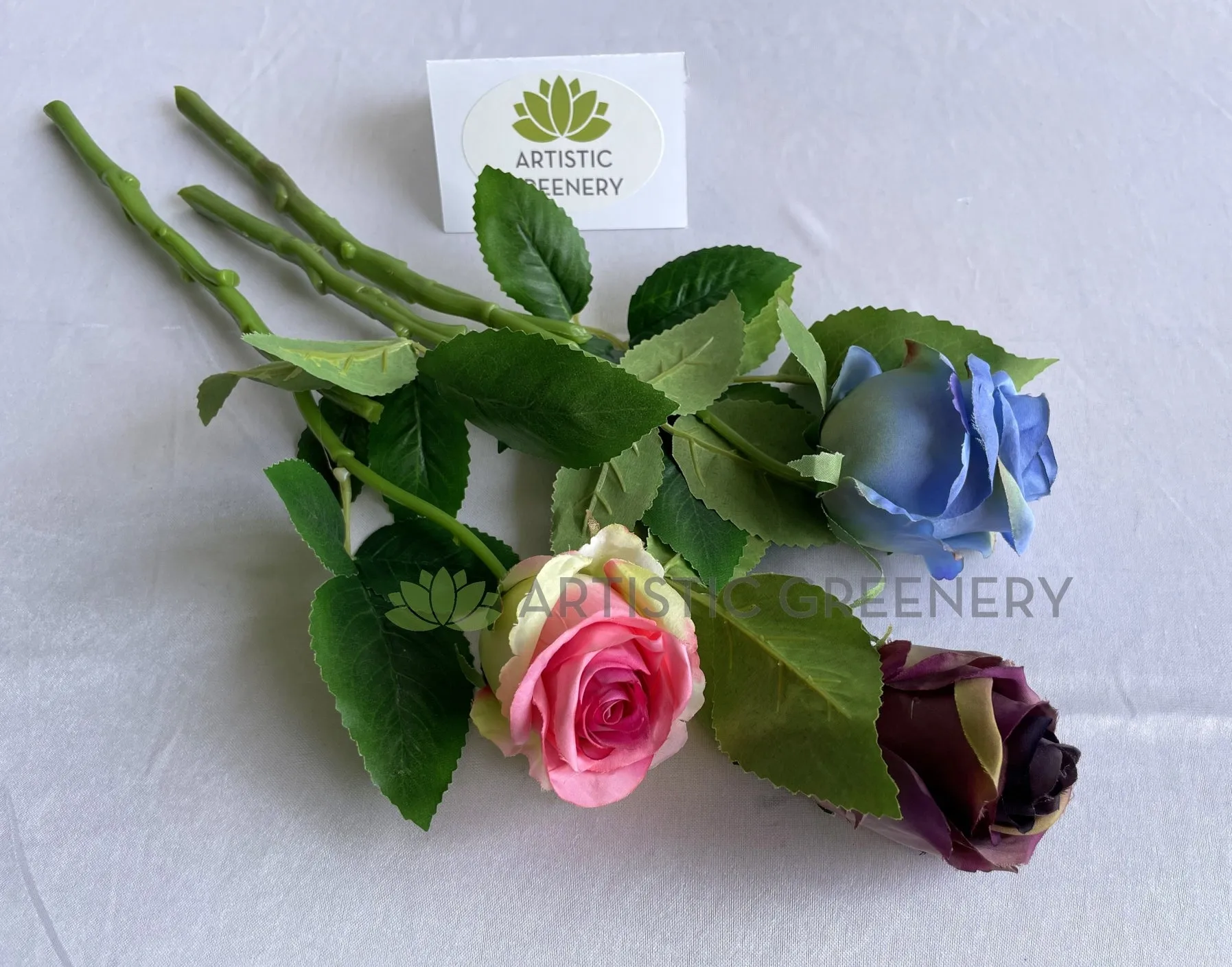 F0417 Single Rose Stem 39cm Blue / Pink / Purple (SPECIAL)