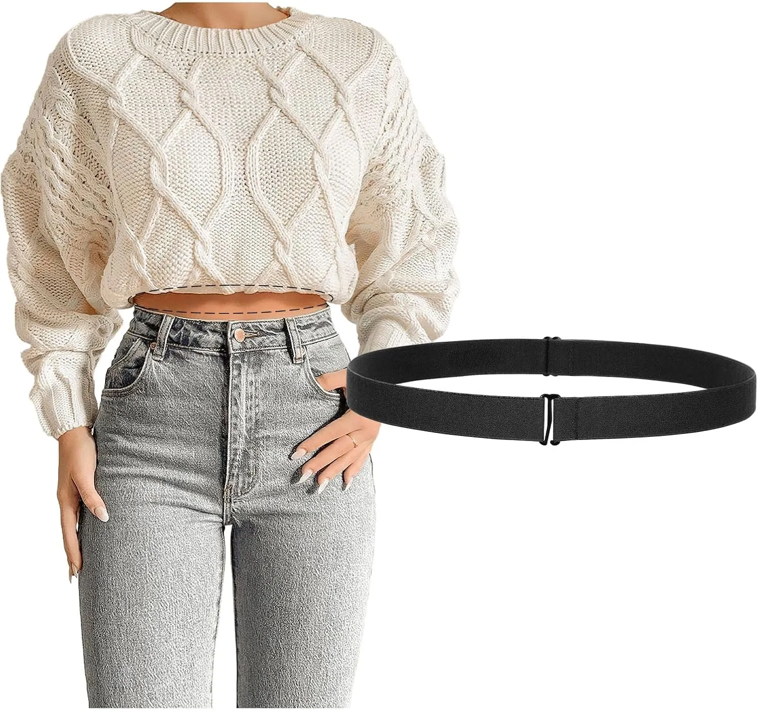 JASGOOD Crop Top Tuck Waist Band Adjustable Band Tucking Sweaters Shirts Elastic Stretch Belts for Women Change Style of Tops