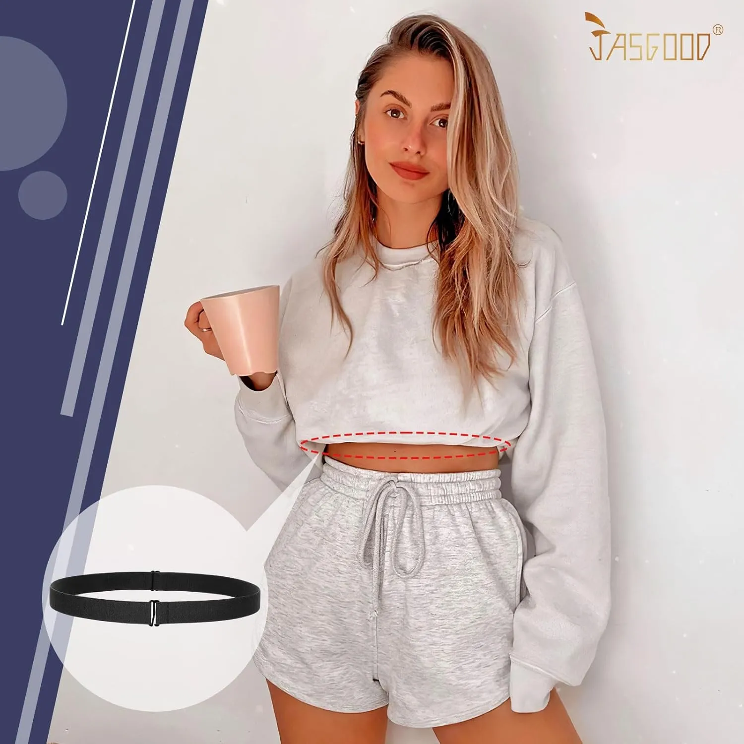 JASGOOD Crop Top Tuck Waist Band Adjustable Band Tucking Sweaters Shirts Elastic Stretch Belts for Women Change Style of Tops