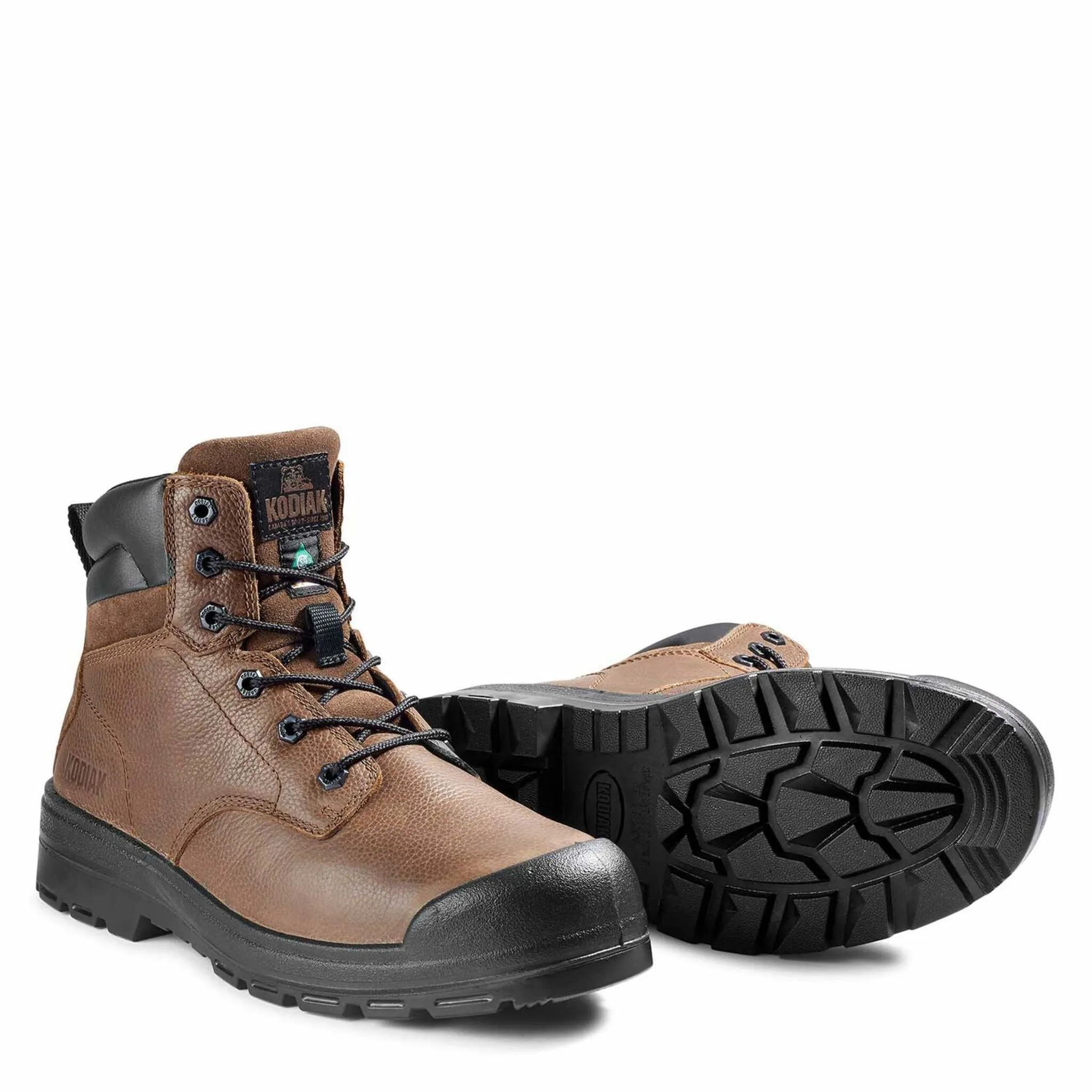 Kodiak Men's 6" Greb Full Grain Leather Safety Work Boots - Steel Toe Protection, Slip & Oil Resistant Outsole, Comfortable Padded Collar | Sizes 7-15