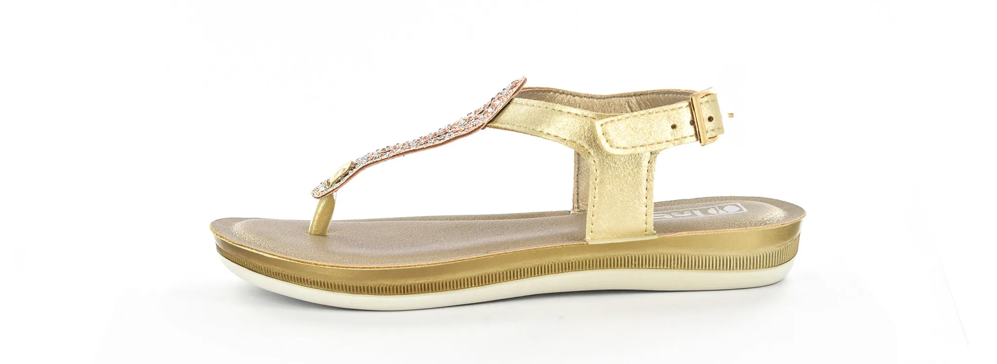 LADIES PLATINUM LIGHT WEIGHT EMBELLISHED TOE POST SUMMER SANDALS