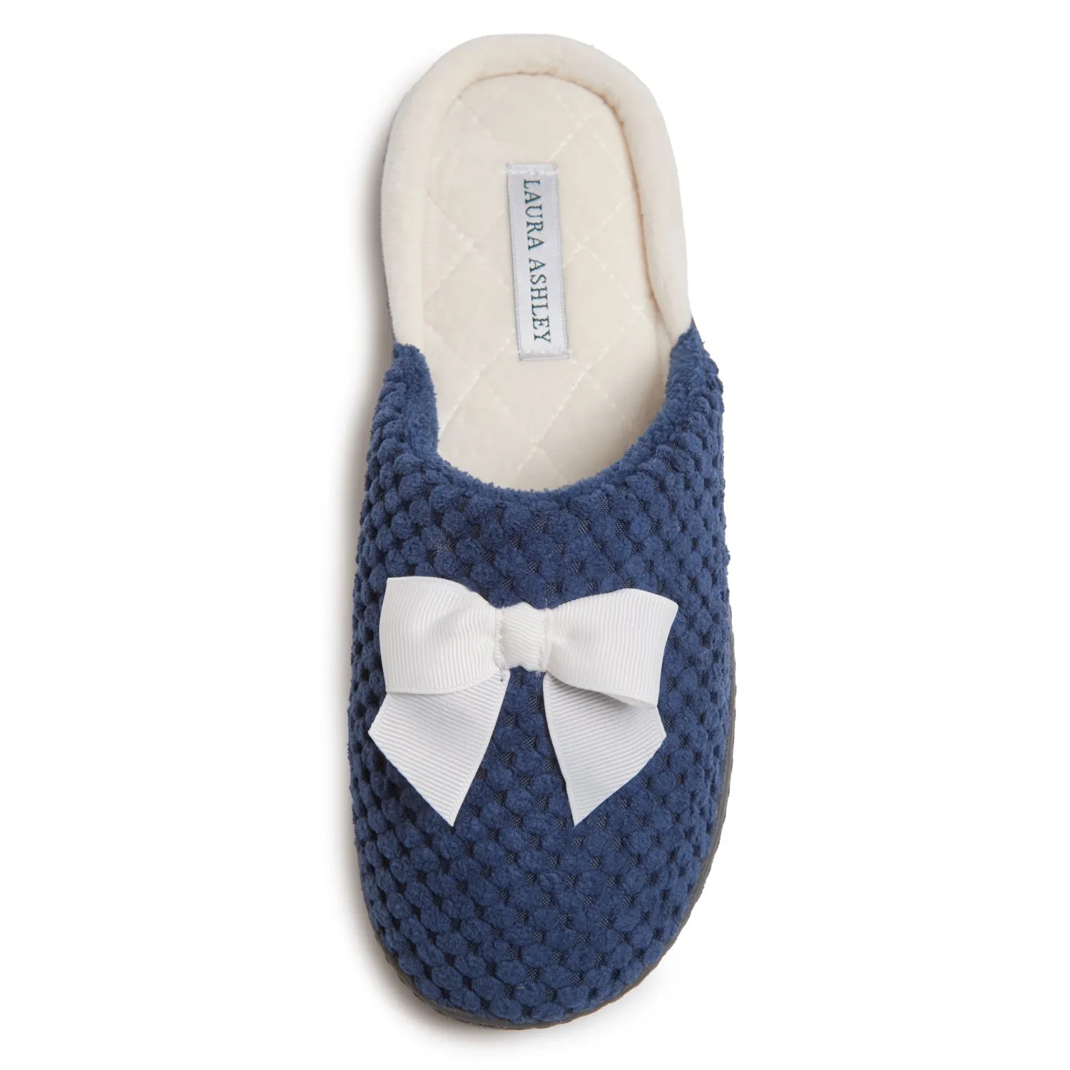 Laura Ashley Women's Spa Slip-On Rugged Slippers with Bow Details | Non-Slip House Slippers with Cushioned Insole for Ladies