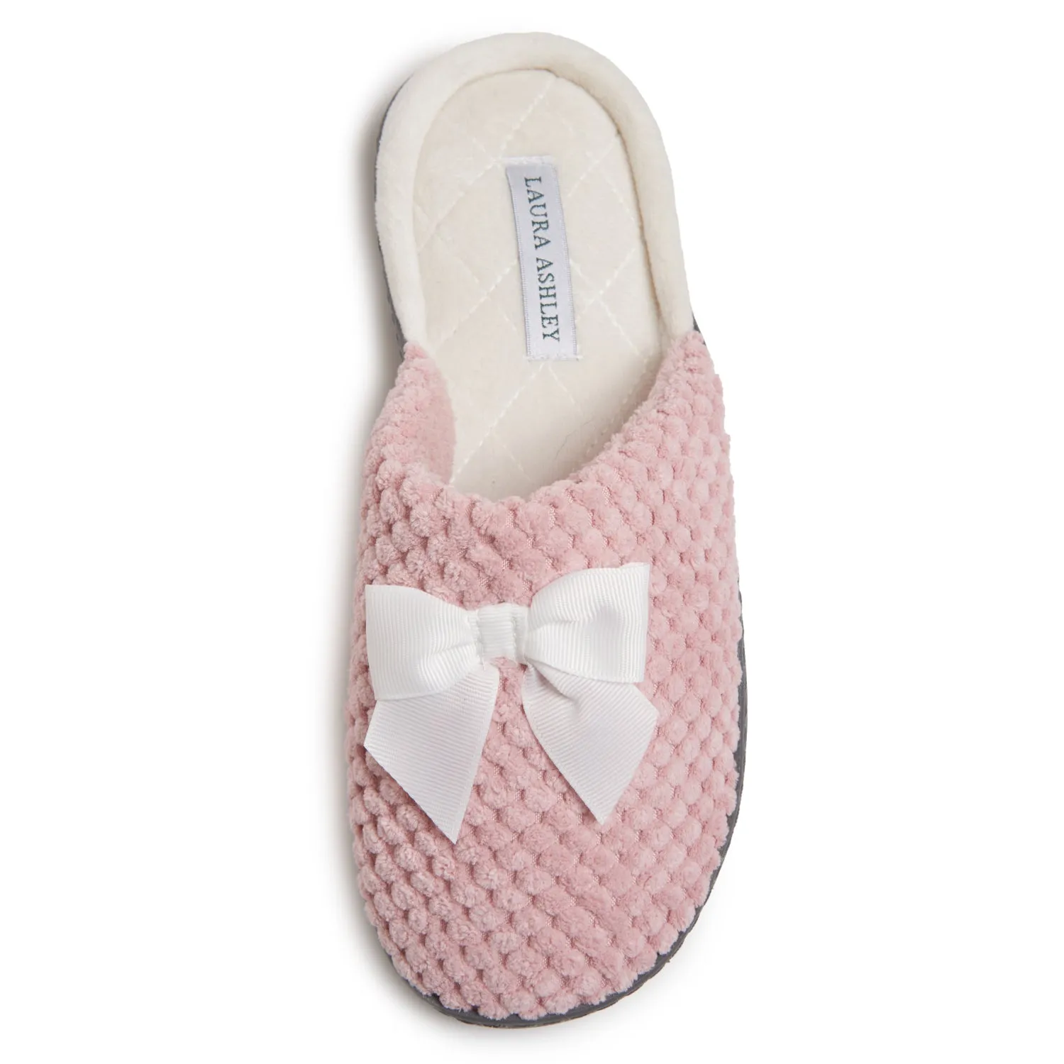 Laura Ashley Women's Spa Slip-On Rugged Slippers with Bow Details | Non-Slip House Slippers with Cushioned Insole for Ladies