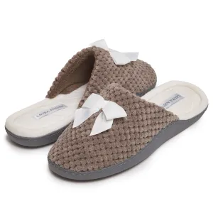 Laura Ashley Women's Spa Slip-On Rugged Slippers with Bow Details | Non-Slip House Slippers with Cushioned Insole for Ladies