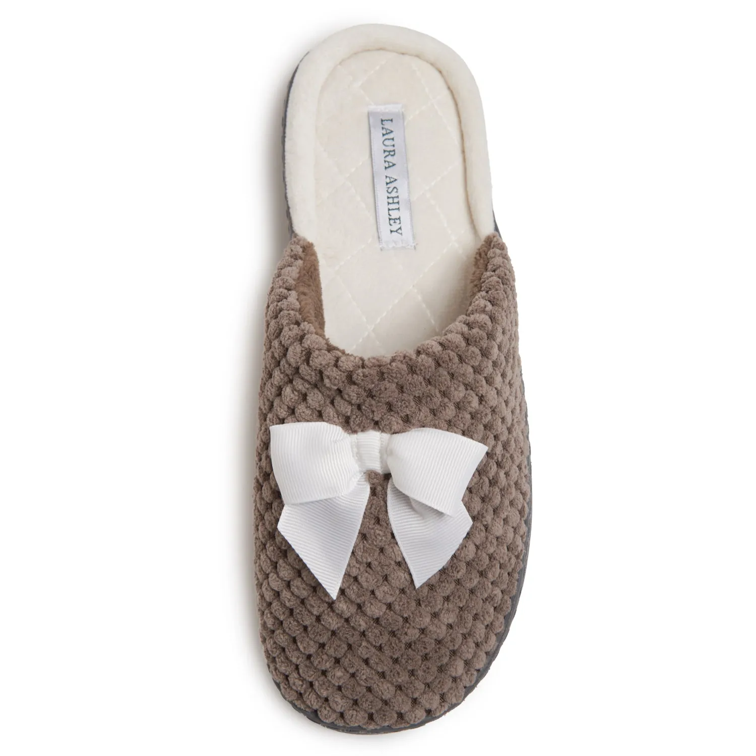 Laura Ashley Women's Spa Slip-On Rugged Slippers with Bow Details | Non-Slip House Slippers with Cushioned Insole for Ladies