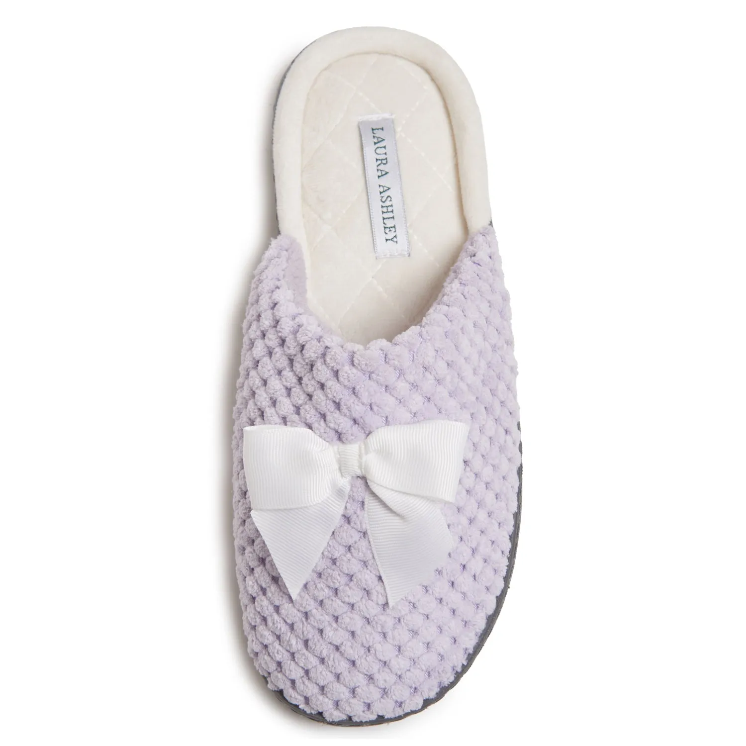 Laura Ashley Women's Spa Slip-On Rugged Slippers with Bow Details | Non-Slip House Slippers with Cushioned Insole for Ladies