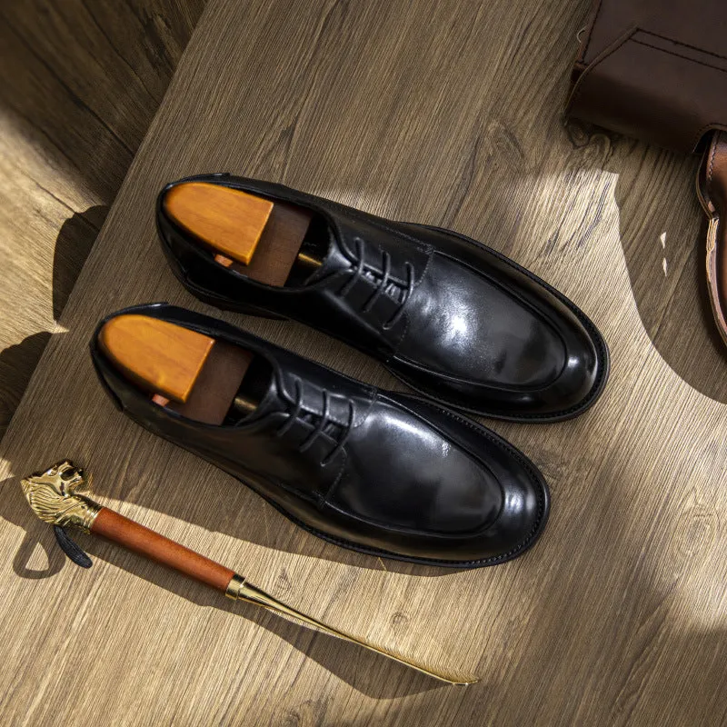 Men Plain Cowhide Oxford Dress Shoes