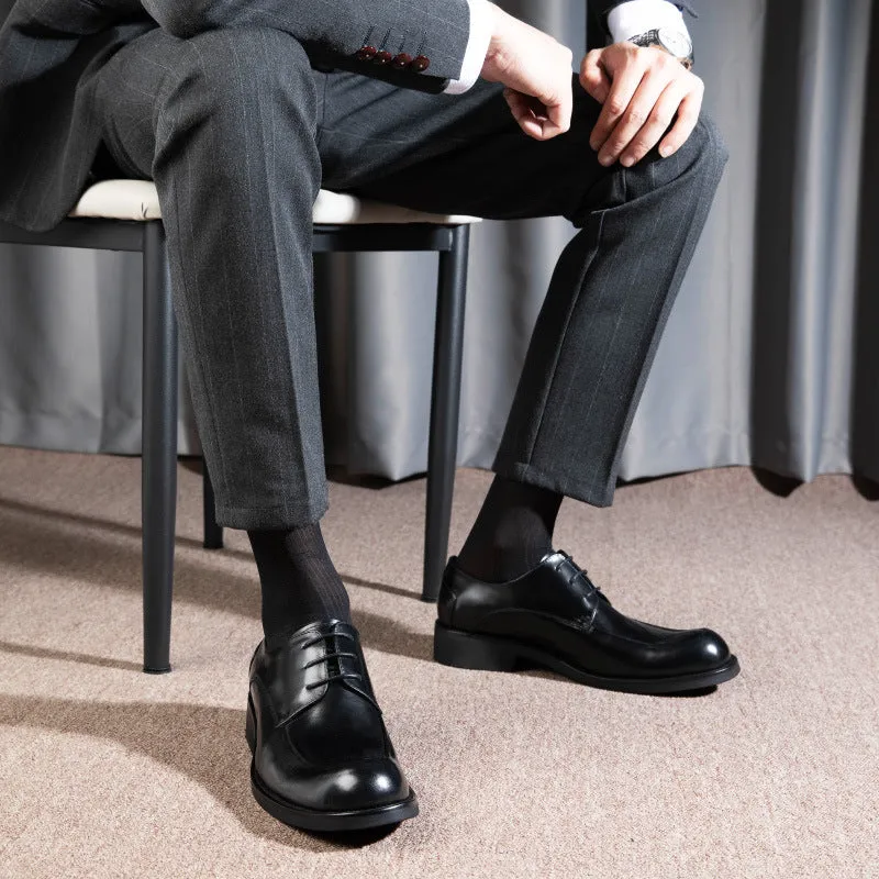 Men Plain Cowhide Oxford Dress Shoes