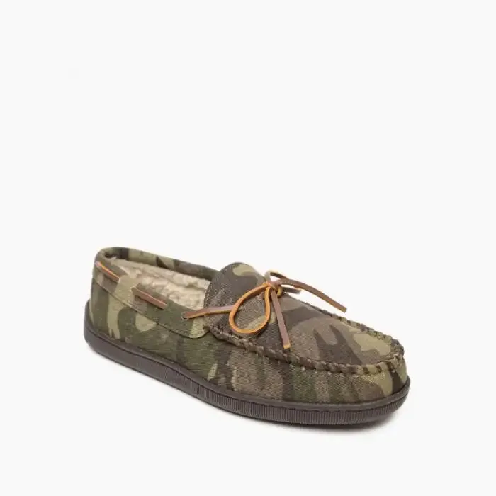 Men's Pile Lined Hardsole Moccasin Slippers