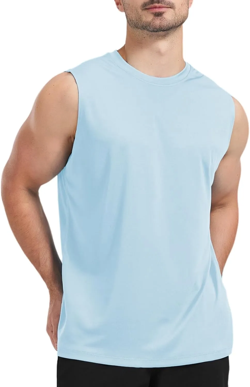 Men's Sleeveless UPF 50  Swim Shirts Quick Dry Workout Tank Top UV Protection Running Gym Muscle T Shirts