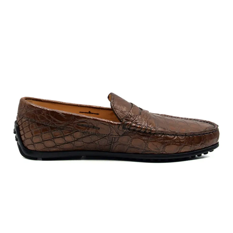 Monza Crocodile Driver in Cognac Matte by Zelli Italia
