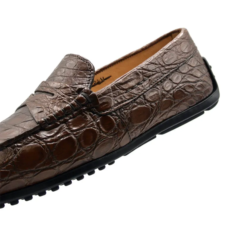 Monza Crocodile Driver in Cognac Matte by Zelli Italia