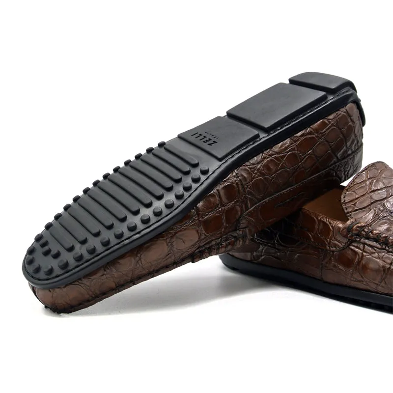 Monza Crocodile Driver in Cognac Matte by Zelli Italia