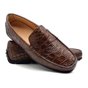 Monza Crocodile Driver in Cognac Matte by Zelli Italia