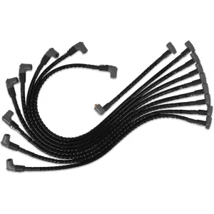 MSD Super Conductor Spark Plug Wire Set - Spiral Core - 8.5 mm - Sleeved - Black - 90 Degree Boots - HEI Terminal - Under Exhaust - Small Block Chevy