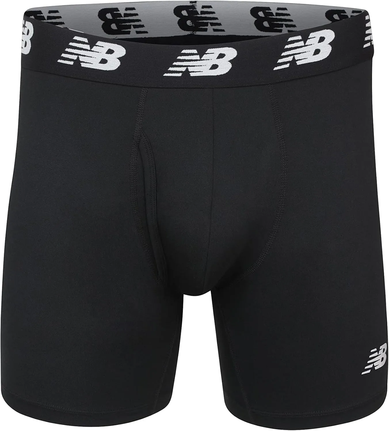 New Balance Men's Performance Boxer Briefs with Fly, Breathable Stretch Underwear, Moisture Wicking, Soft Waistband (3 Pack)