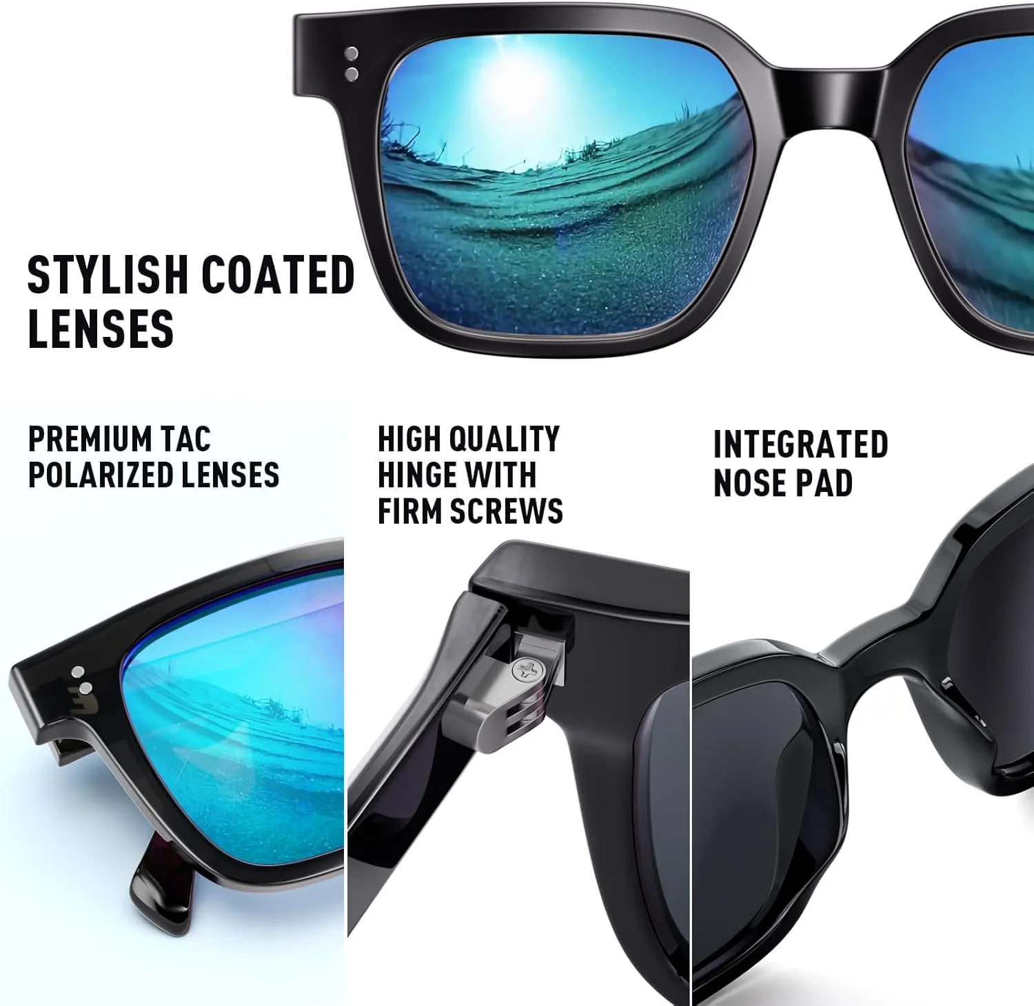 Premium 158MM Large Polarized Sunglasses for Men Women, 2 Pack XXL TR Frame Trendy Sun Glasses Outdoor with UV400