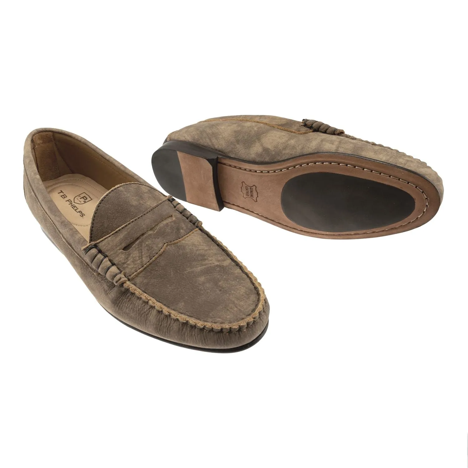 Preston Washed Calfskin Penny Loafer in Briar (Size 8 1/2) by T.B. Phelps