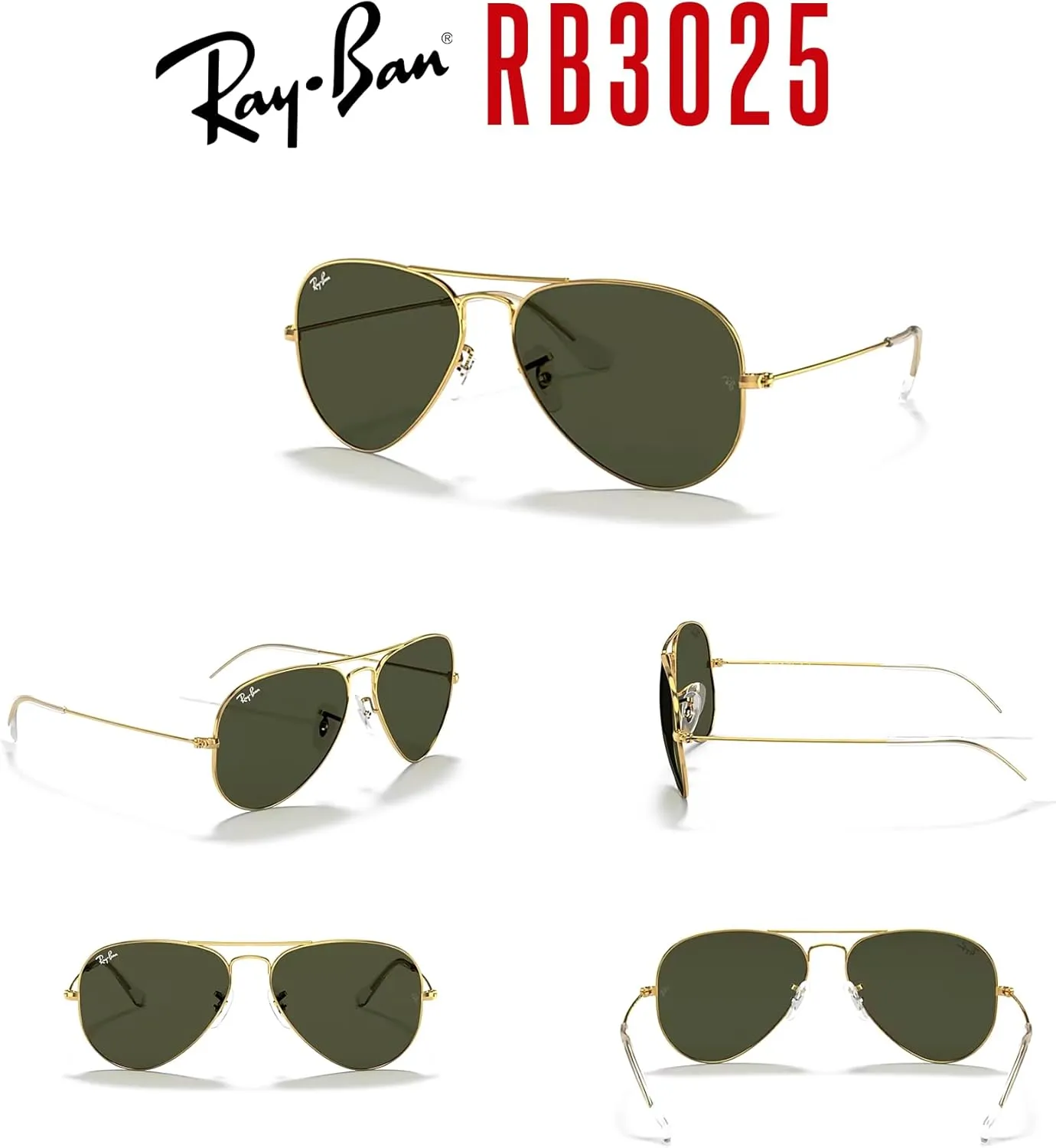 Ray-Ban RB3025 Metal Aviator Sunglasses For Men For Women   BUNDLE with Designer iWear Eyewear Care Kit