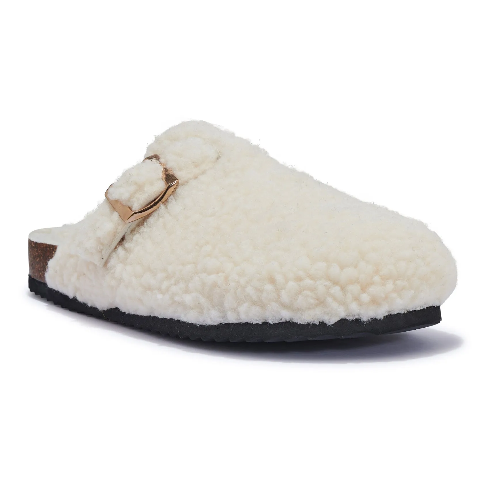 SODA3 SHEARLING FUR MULE FOOTBED SLIP ON