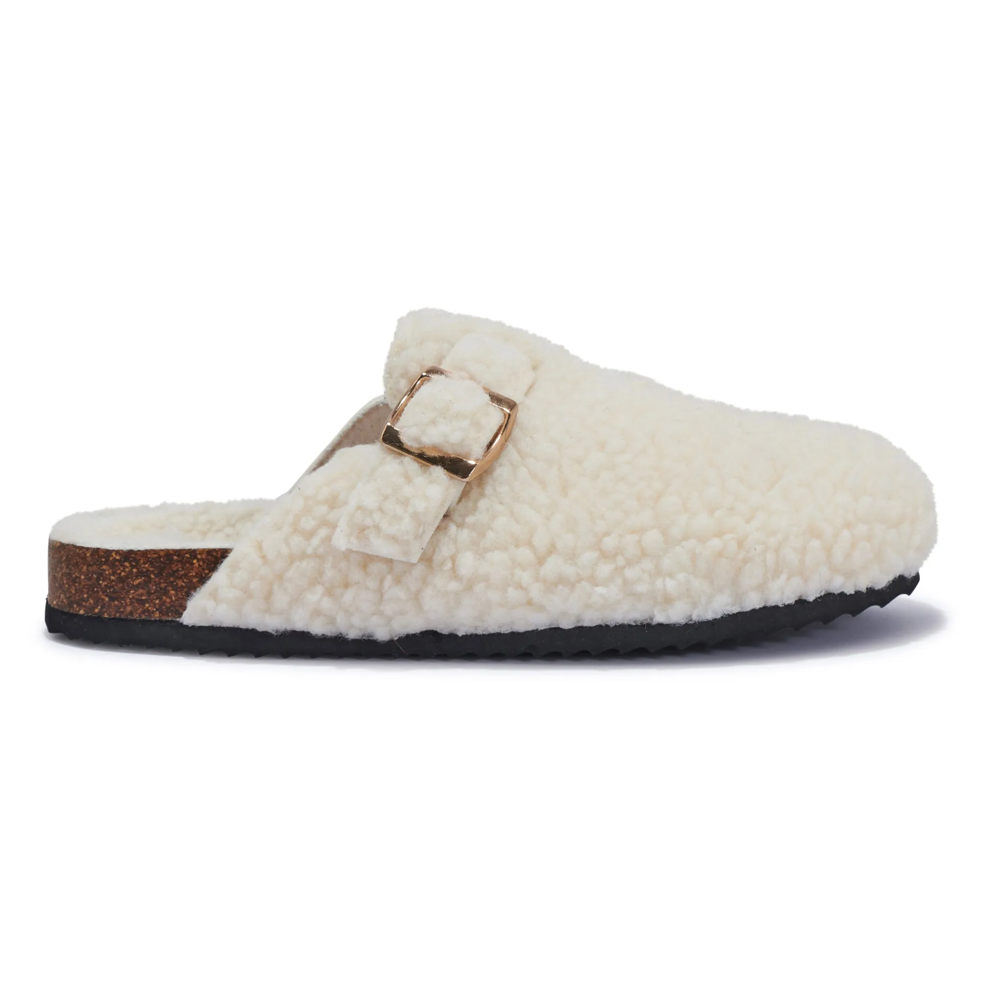 SODA3 SHEARLING FUR MULE FOOTBED SLIP ON