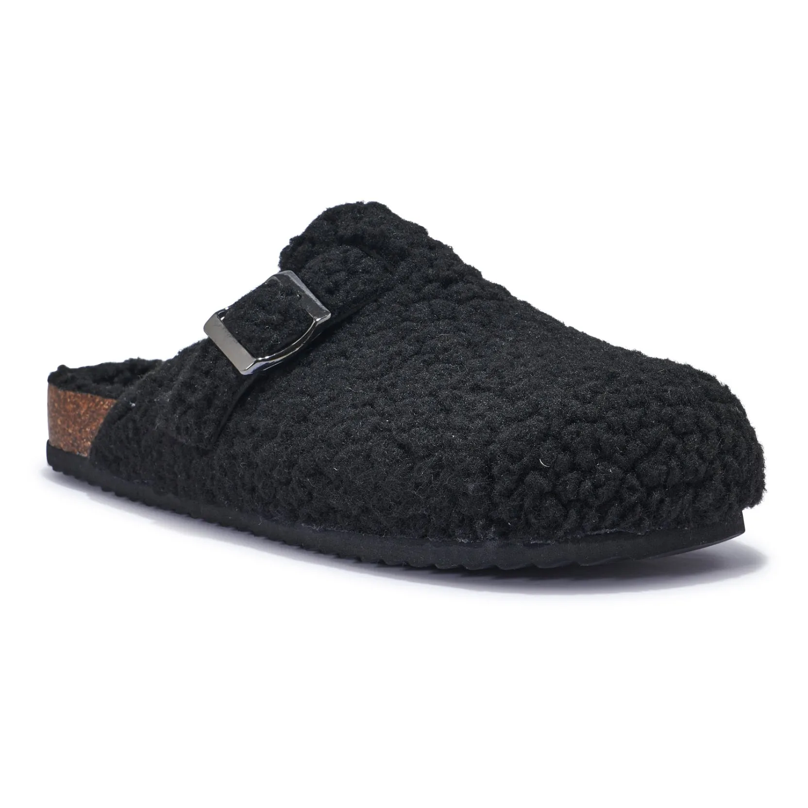 SODA3 SHEARLING FUR MULE FOOTBED SLIP ON