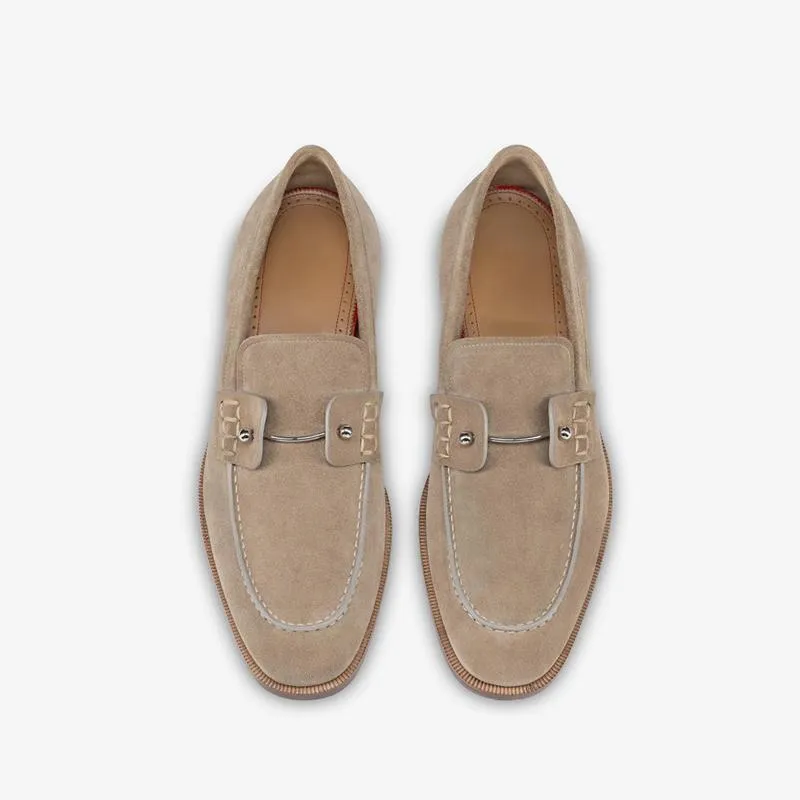 Suede Leather Sliver Pin Loafers