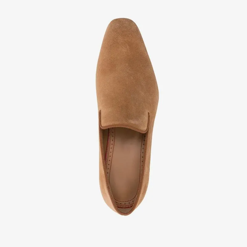 Suede Slip-On Loafers Plain Leather