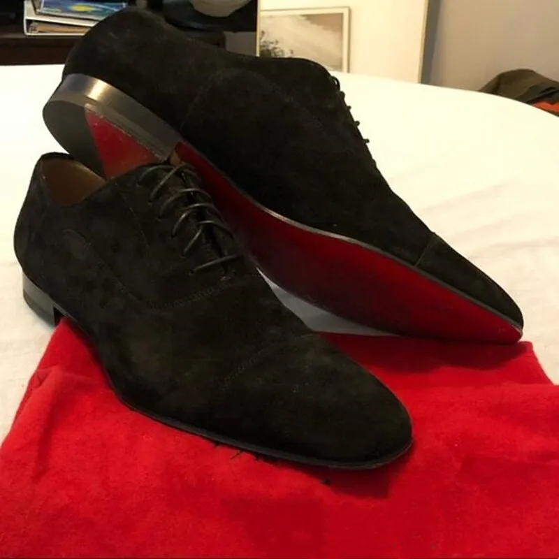 The Rossi 3 - Red Bottom sole Suede Leather Oxford Shoes