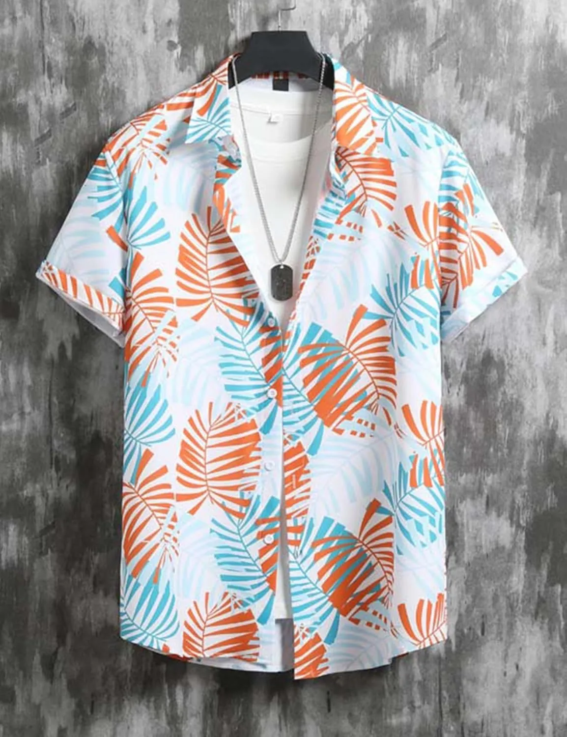 Yimoon Men's Summer 2 Piece Outfits Tropical Print Short Sleeve Button Down Hawaiian Beach Shirt and Shorts Set