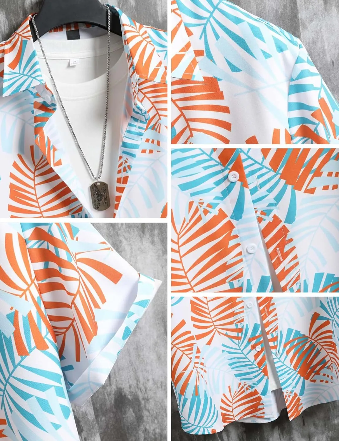 Yimoon Men's Summer 2 Piece Outfits Tropical Print Short Sleeve Button Down Hawaiian Beach Shirt and Shorts Set